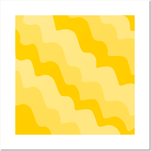 Yellow wavy gradient ocean waves Posters and Art